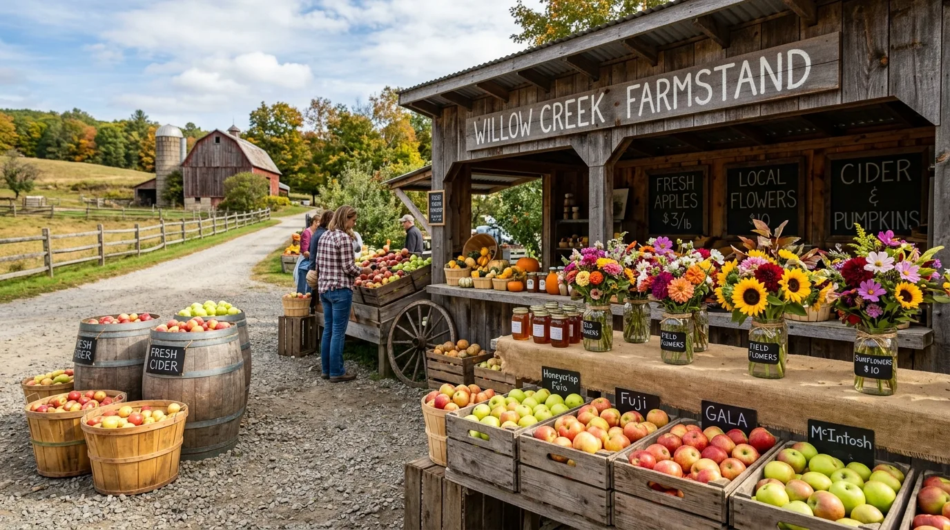 Country-Style Farmstand With Barrels